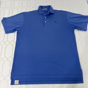 Peter Millar Crown Crafted Polo Shirt SIZE MEDIUM Solid Blue Golf tennis
